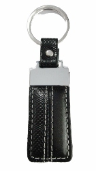 KR8 Polished metal and black PU key ring